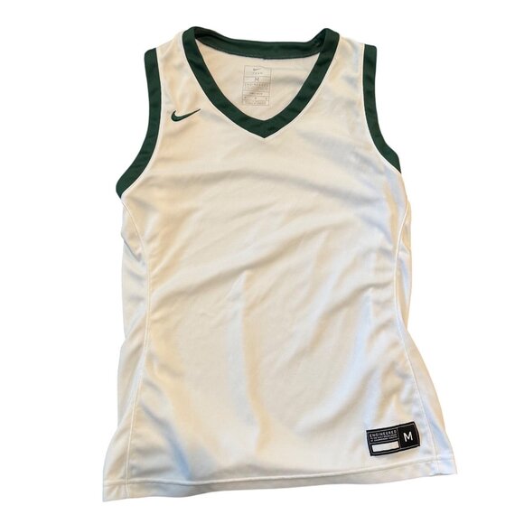 Nike Womens Tank M White Green Dri-FIT Sleeveless Team Jersey Slim - Picture 1 of 6